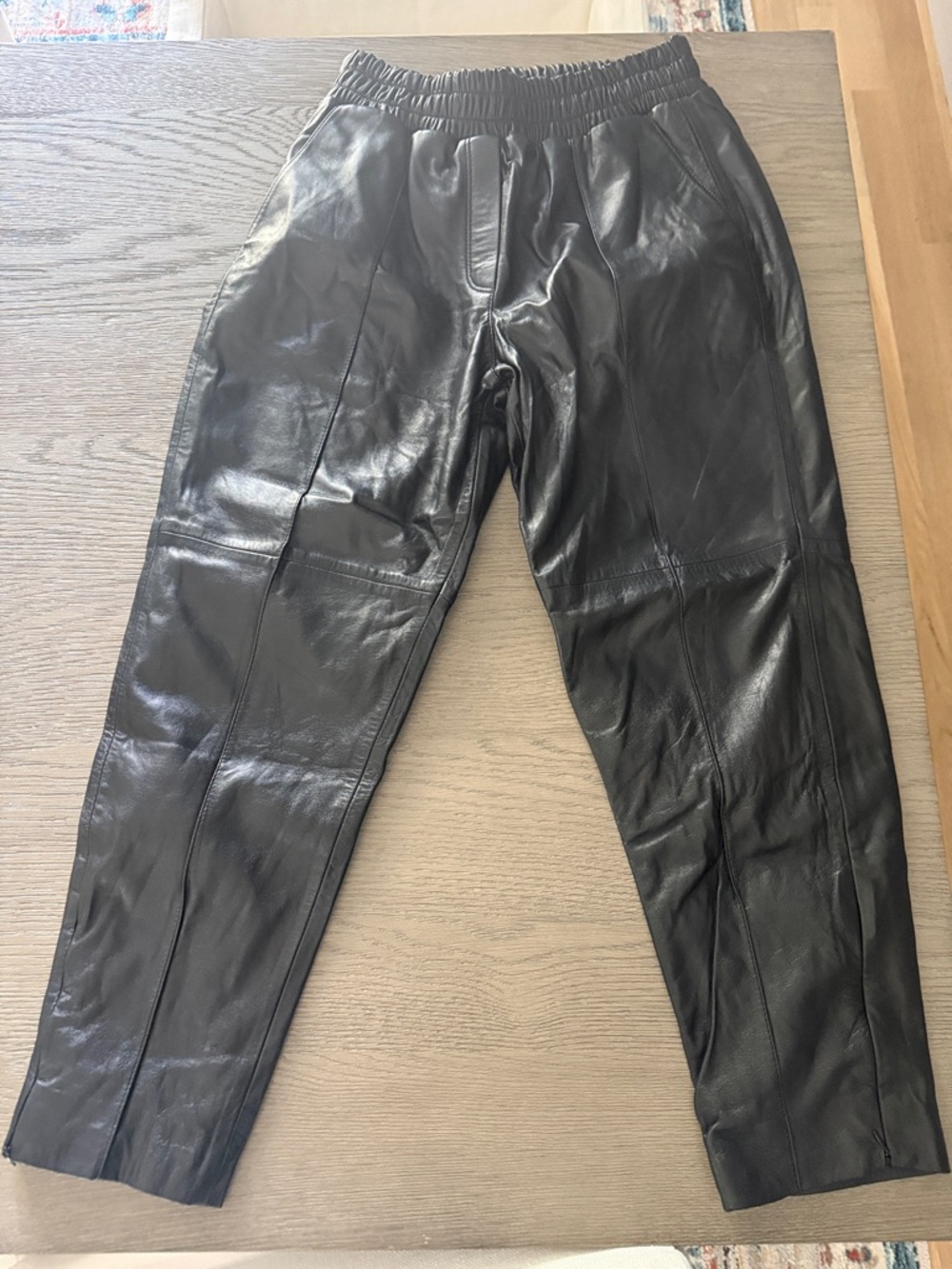 NWT cinq a sept Black Leather Jogger Pants